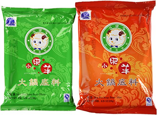 Book Cover Little Sheep Mongolian Hot Pot Soup Base Variety Value Package (Two Packs, Hot + Plain)