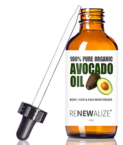 USDA CERTIFIED ORGANIC AVOCADO OIL - Skin Moisturizer Cold Pressed and Unrefined in 4 oz Dark Glass Bottle with Dropper | Enhances Hair's Natural Shine | Softens and Moisturizes Severely Dry Skin