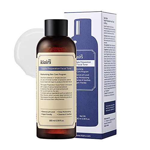 Book Cover [KLAIRS] Supple Preparation Facial Toner, with Hyaluronic Acid, moisturizer, without paraben and alcohol, 180ml, 6.08oz