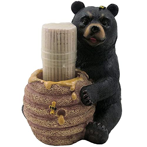 Book Cover Decorative Black Bear in a Beehive Honey Pot Toothpick Holder Figurine for Cabin or Rustic Lodge Decor Sculptures and Statuettes As Collectible Wildlife Animal Gifts