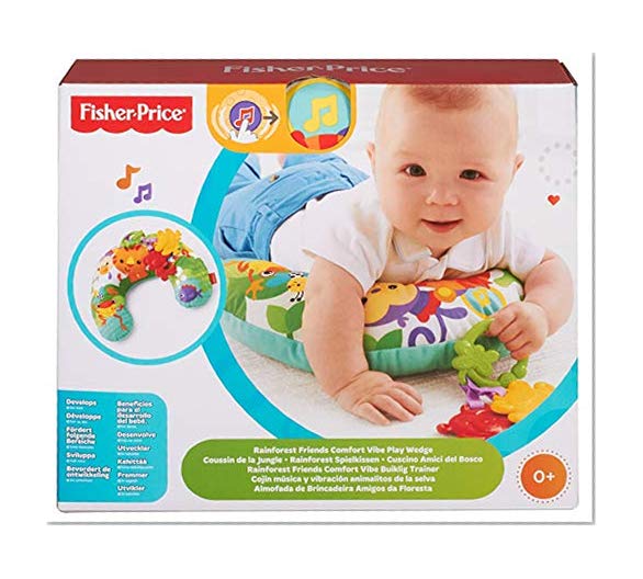Fisher-Price Coussin de la Jungle, Jeu sur le Ventre et Assis, Musique et Vibrations Appaisantes pour Bébé, dès la Naissance, CDR52