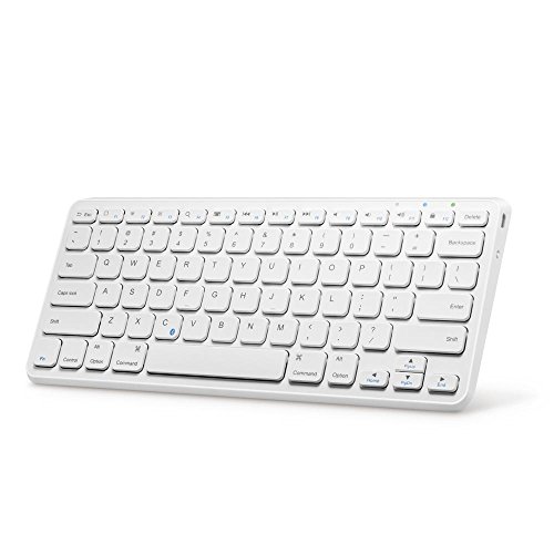 Anker Ultra Compact Slim Profile Wireless Bluetooth Keyboard for iOS, Android, Windows and Mac with Rechargeable 6-Month Battery (White)