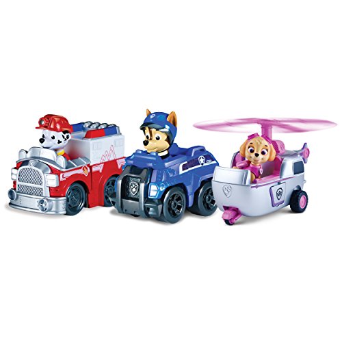 Book Cover Paw Patrol Racers 3-Pack Vehicle Set, Rescue Marshall, Spy Chase, and Skye