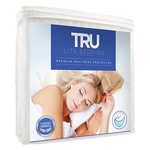 Book Cover TRU Lite Bedding Queen Size - Premium Waterproof Mattress Protector - Vinyl Free Mattress Cover - Hypoallergenic Breathable Cotton Terry Bed Cover - Protection from Dust Mites, Allergens, Bacteria