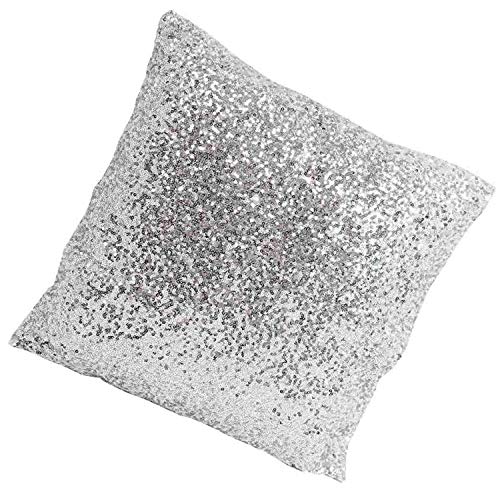 Book Cover LALANG Stylish Comfy Solid Color Sequins Cushion Cover Throw Pillow Case Cafe Decor (Silver-1)