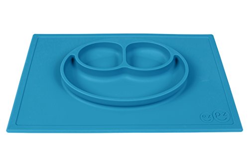 ezpz Happy Mat - One-Piece Silicone placemat + Plate (Blue)