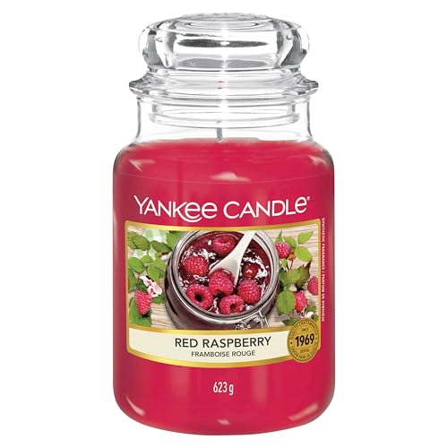 Yankee Candle Red Raspberry Scented, Classic 22oz Large Jar Single Wick Candle, Over 110 Hours of Burn Time