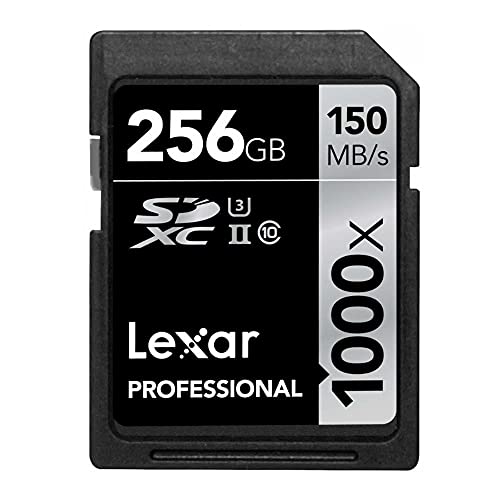 Lexar Professional 1000x 256GB SDXC UHS-II/U3 Card (Up to 150MB/s read) w/Image Rescue 5 Software LSD256CRBNA1000, Black
