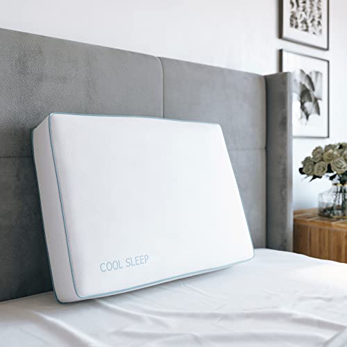 Book Cover Classic Brands Cool Sleep Ventilated Gel Memory Foam Gusseted Pillow with Performance Cool Pass Cover, King