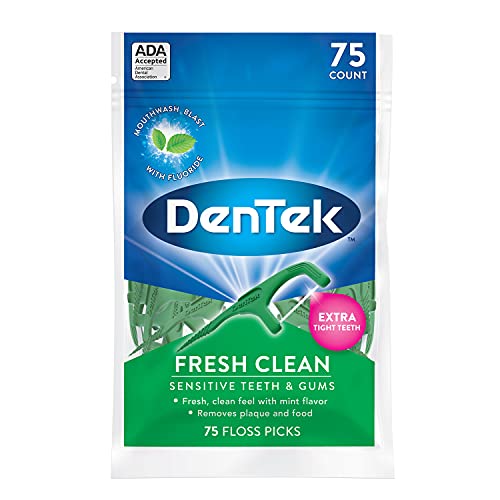 Book Cover DenTek Fresh Clean Floss Picks, For Extra Tight Teeth, 75 Count