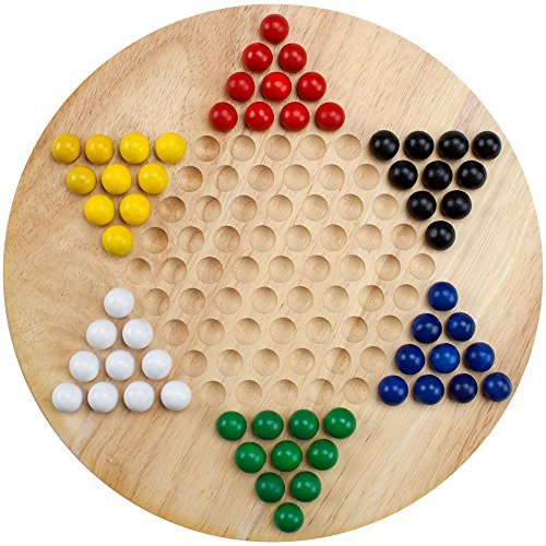 Brybelly Wooden Chinese Checkers | Made with All Natural Wooden Materials | Includes 60 Wooden Marbles in 6 Colors | All Ages Classic Strategy Game for Up to Six Players