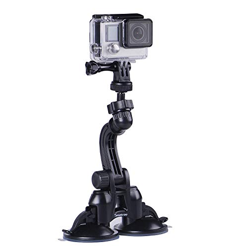 Smatree Double Suction Cup Mount with Greater Suction Power Compatible for Gopro Max/Hero 8/7/6/5/4/3+/3/2/1/ Hero Session/for DJI OSMO Action Camera