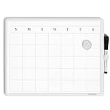 U Brands Magnetic Monthly Calendar Whiteboard, 14" x 11", Dry Erase Monthly Planner Board, Magnetic Calendar for Home, Office, Kitchen, Classroom, Includes Marker & Magnet