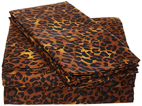 Sleep Well Bedding Animal Print Leopard 4pcs Sheet Set Queen Size 100% Egyptian Cotton Pocket deep -18" Inch