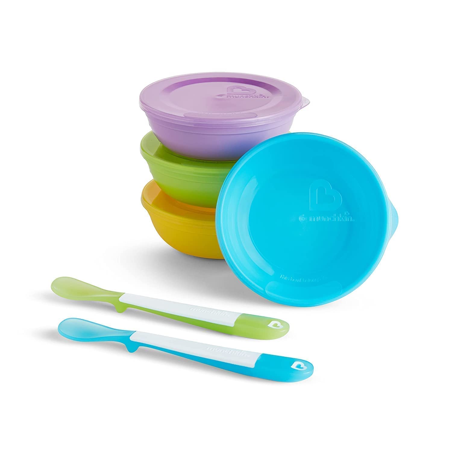 Book Cover Munchkin® Love-a-Bowls™ 10 Piece Baby Feeding Set, Includes Bowls with Lids and Spoons, Multicolor