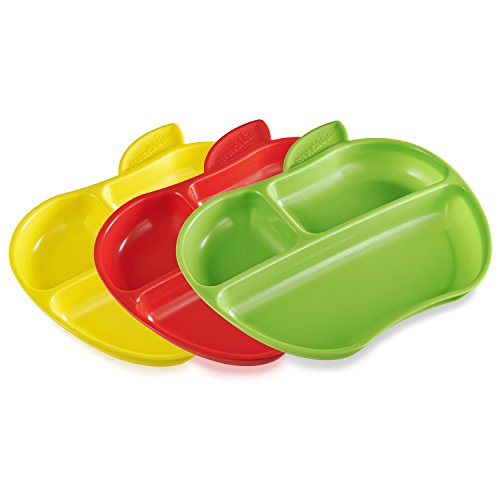 Book Cover Munchkin Lil' Apple Divided Toddler Plates, 3 Count