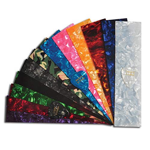 DIY Guitar Pick Punch Sheets - 25 Pcs - Musicians Recommended Light, Medium and Heavy Celluloid Guitar Pick Strips - 12 Stunning Colors to Create Customized Guitar Picks with Any Picks Maker
