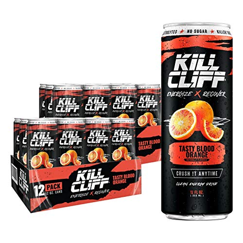 KILL CLIFF Recovery Drink, Blood Orange, 12 Oz Cans, 24 Count - Clean Hydration, Low Cal, Electrolytes, B-Vitamins