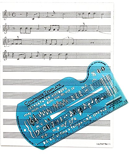 Book Cover Song Writer's Composing Template Stencil for Music Notes & Symbols with Manuscript Staff Paper Tablet