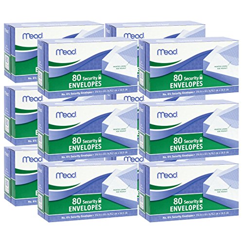 Mead 6 3/4 Security Envelopes, 80 Count (75212), Pack Of 12 = 960 Envelopes