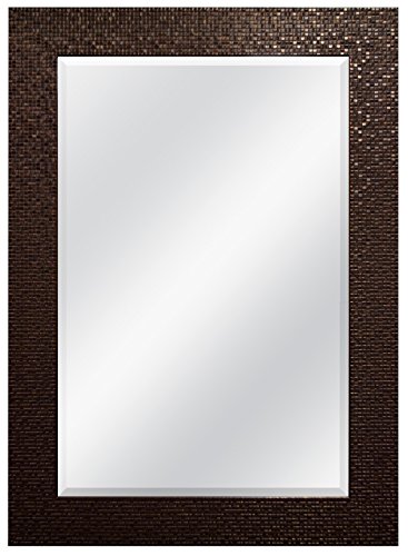 MCS 24x36 Inch Embossed Tile Wall Mirror, 32x44 Inch Overall Size, Bronze