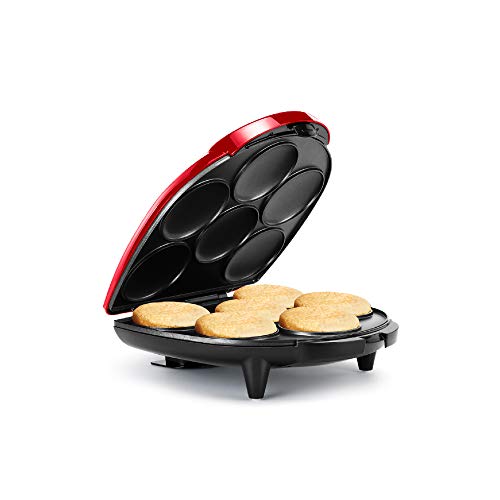 Holstein Housewares Non-Stick Arepa Maker, Makes 6, Metallic Red