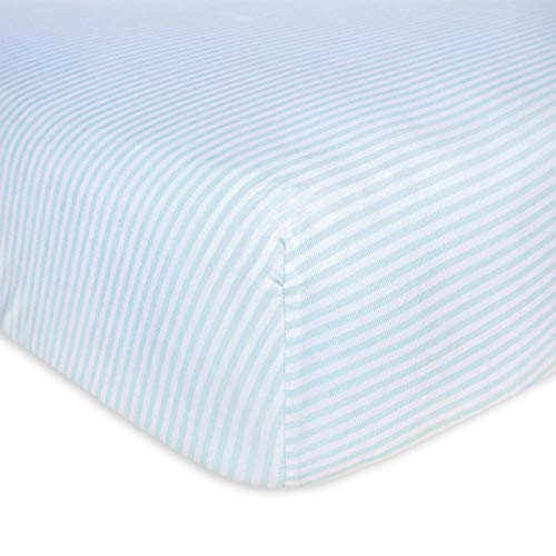 Burt's Bees Baby - Fitted Crib Sheet, Boys & Unisex 100% Organic Cotton Crib Sheet For Standard Crib and Toddler Mattresses (Sky Blue Thin Stripes)