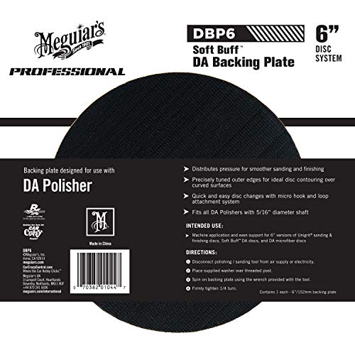 Meguiar's 6" DA Backing Plate - Pair With Foam or Microfiber Pads for Dual Action Polishing - DBP6