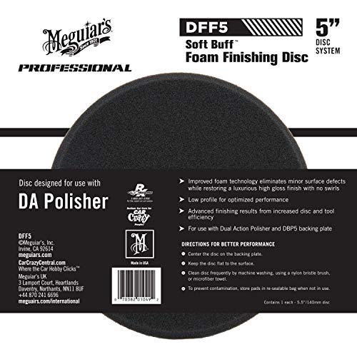Meguiar's DFF5 Soft Buff DA (Dual Action) 5" Foam Finishing Disc, 1 Pack