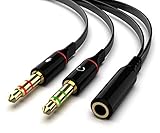 Maeline Headphone Splitter Adapter, 3.5mm Mic Cable for Computer, Headset 3.5mm Female to 2 Dual Male Microphone Audio Stereo Jack Earphones Port to Gaming Speaker PC