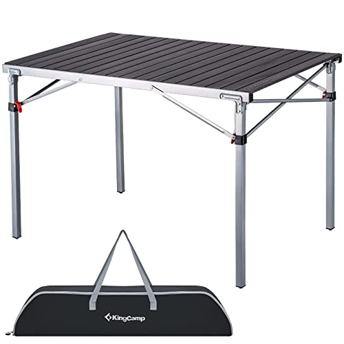 Book Cover KingCamp KC3866_SILVERBLACK-USVC3 Portable Stable Table for Outdoor Picnic, Camping, Barbecue and Backyard Party, Person, 42.1 × 27.6 × 27.6 inches, Silver/Black_42.1