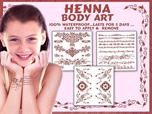 Book Cover Henna Temporary Tattoos for Girls