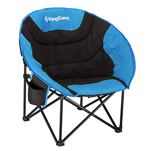 Book Cover KingCamp Camping Chair Moon Round Saucer Chair Folding Padded Portable Outdoor Chair for Adults with Cup Holder, Storage Bag, Carry Bag, Perfect for Camping Outdoor