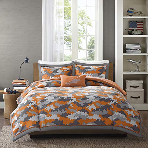 Book Cover Mizone Lance 3 Piece Comforter Set, Orange, Twin/Twin X-Large