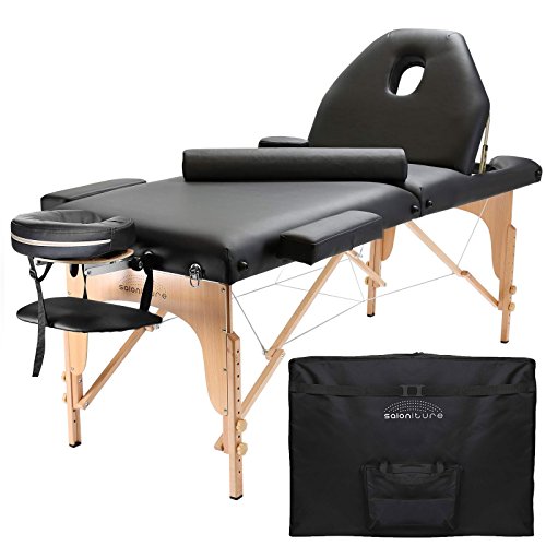 Book Cover Saloniture Professional Portable Massage Table with Backrest - Black