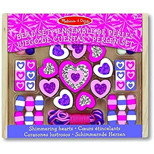 Book Cover Melissa & Doug Shimmering Hearts Wooden Toy Bead Set Arts and Crafts Developmental Toy 3+ Gift for Boy or Girl