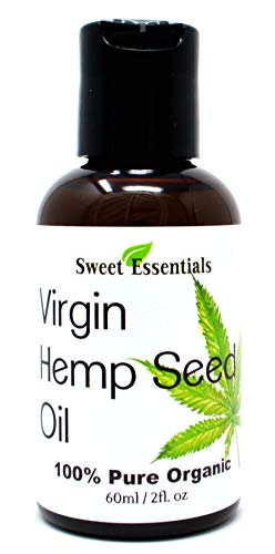 Organic Extra Unrefined Hemp Seed Oil (Food Grade) 2oz | Cannabis Sativa | Imported From Canada | 100% Pure Cold Pressed | Offers Relief From Dry & Cracked Skin, Eczema, Psoriasis, Dermatitis, Rosacea