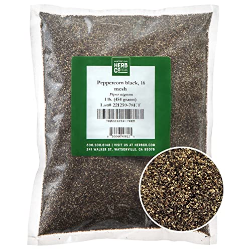 Book Cover Monterey Bay Herb Co. Peppercorn Black | Perfect for Seasoning & Garnish for a Variety of Foods | 16 Mesh 1 LB