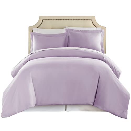 Book Cover HC COLLECTION King Duvet Cover Set - 1500 Thread Lightweight Duvet Covers with Zipper Closure for Comforters w/ 2 Pillow Shams - Lavender