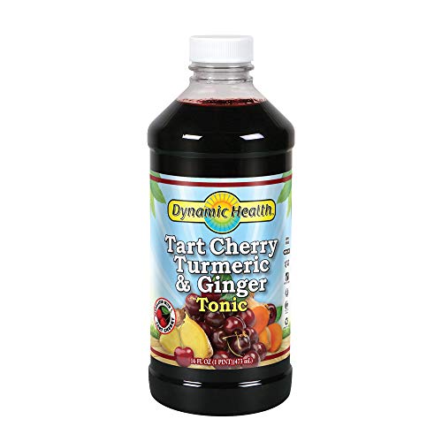 Dynamic Health Tart Cherry Juice Tonic with Turmeric & Ginger | Vegetarian and Kosher | Key Compounds | 16 oz, 16 Serv