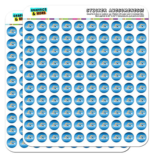 Swimming Freestyle Pool Sport 1/2" (0.5") Planner Calendar Scrapbooking Crafting Stickers - Opaque