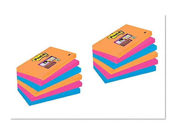 Post-it Super Sticky Bloc-notes 76x127 mm - Lot Promo de 9 + 3 Gratuits- Collection BANGKOK