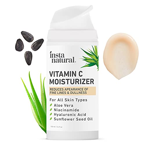InstaNatural Vitamin C Moisturizer - Anti Aging & Wrinkle Cream - Hyaluronic Acid & Organic Jojoba Oil - Wrinkles, Hyperpigmentation & Dark Spot Corrector for Face - Men & Women - 3.4oz