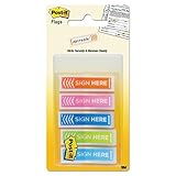 Post-it Printed Flags, Sign Here, 100 Flags/Dispenser, 1 Dispenser/Pack, .47 in Wide, Assorted Colors (684-SH-OPBLA)