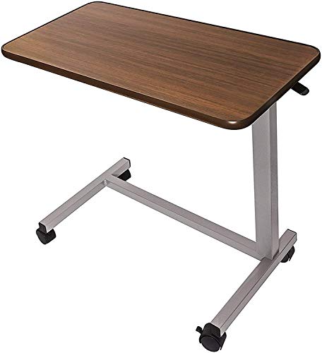 Book Cover Vaunn Medical Adjustable Overbed Bedside Table With Wheels (Hospital and Home Use)