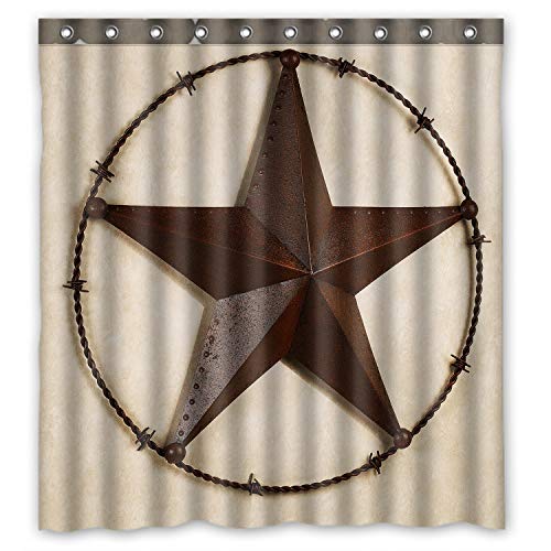 Book Cover 60(W)x72(H)-Inch Waterproof Bathroom Western Texas Star Shower Curtain