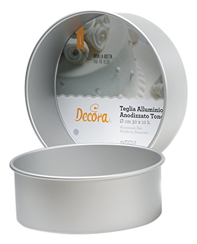 Decora 0062612 Moule Professionnel Aluminium ANODISE' Rond Ø CM 20 X 10 H, Métal, Argent/Noir, 20 x 10 cm