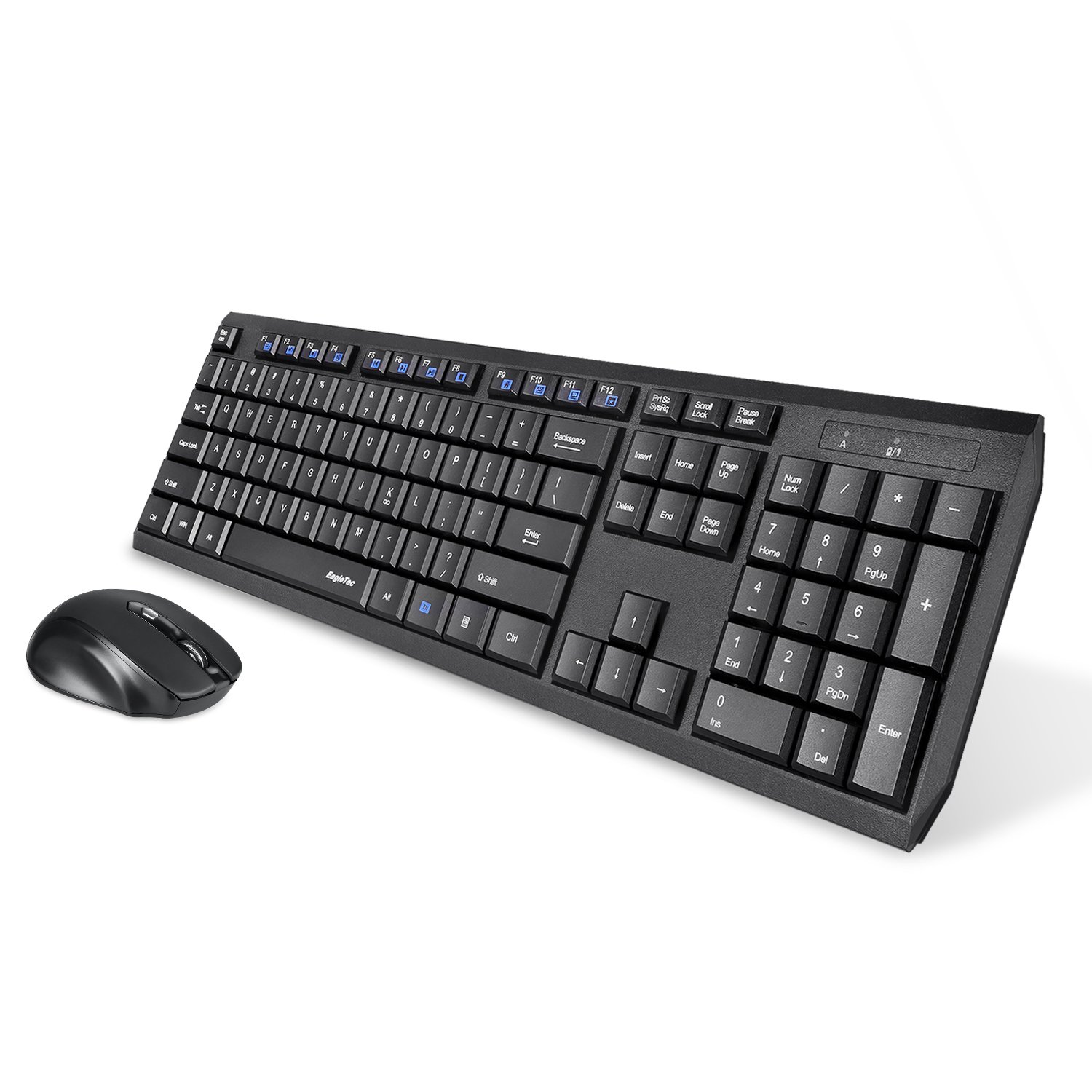 Book Cover Eagletec K104 Wireless Keyboard and Mouse Combo Slim, Flat & Quiet, Ergonomic Full Size 104 Keys Keyboard & Portable Wireless Mouse for Windows PC (Black Wireless Keyboard & Mouse Set)