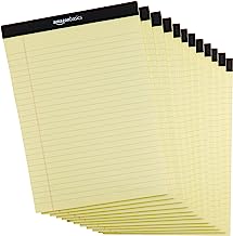 Book Cover Amazon Basics Legal/Wide Ruled 8-1/2 by 11-3/4 Legal Pad - Canary (50 Sheet Paper Pads, 12 pack)