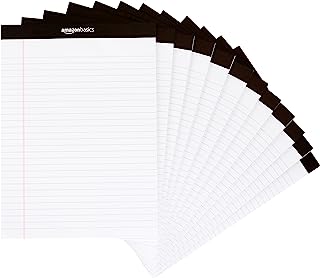 Book Cover AmazonBasics Legal/Wide Ruled 8-1/2 by 11-3/4 Legal Pad - White (50 sheets per pad, 12 pack)